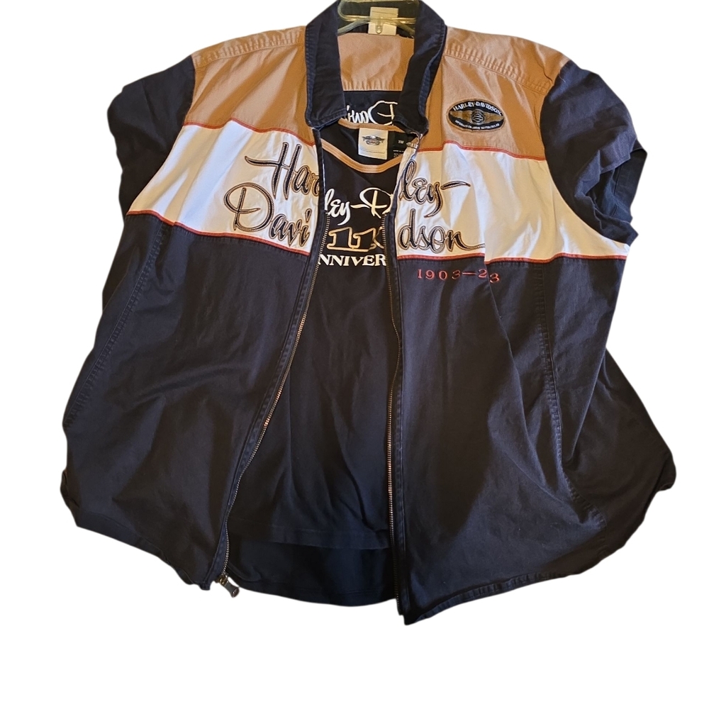 Harley-Davidson Black and Cream Anniversary Jacket 3x
